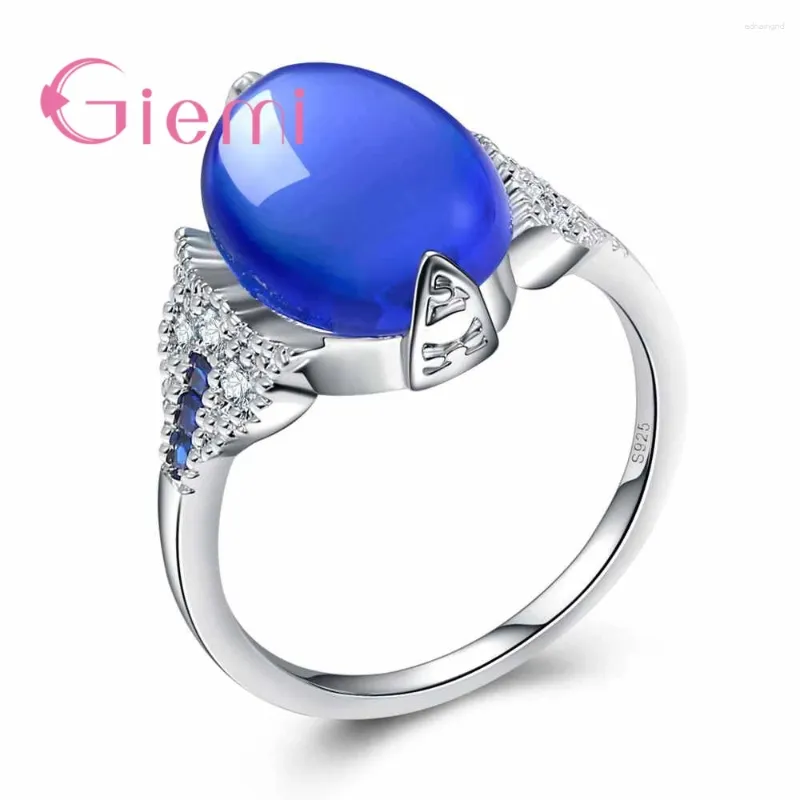 Cluster ringen snel 925 Sterling Silver Women Sieraden met heldere blauwe kubieke zirkonia -accessoires als verjaardagscadeau