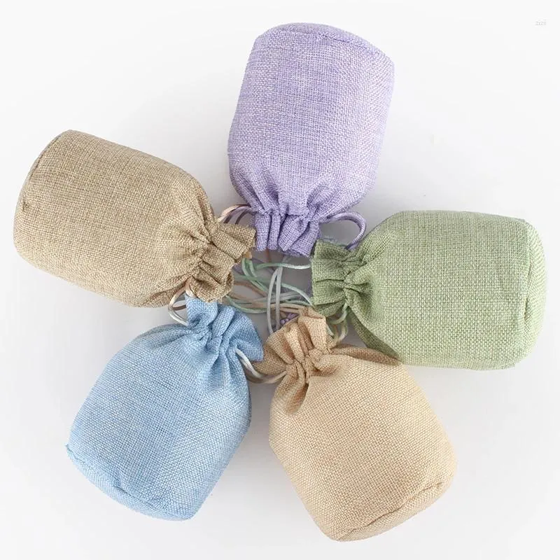 Shopping Bags 10pcs 9x15cm 13x18cm 16x24cm Linen Drawstring Can Printed Jute Pouch Party Candy Gift Round Bottom Sachet Bag