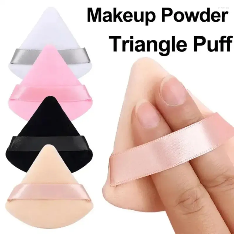 Makeup Sponges Triangle Velvet Puffs Flocking Powder Puff Fan-shaped Mini Sponge Washable Double-sided Available Soft Delicate No