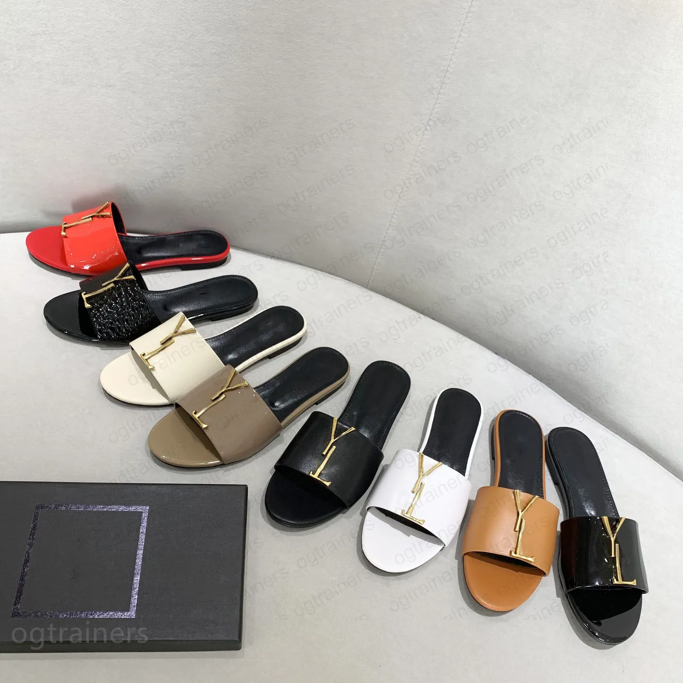 Kvinnors designer tofflor mode sandal druvor rabatt tunn svart flip flops sko ladie beige skor sandaler flippor svart vit rosa orange guld