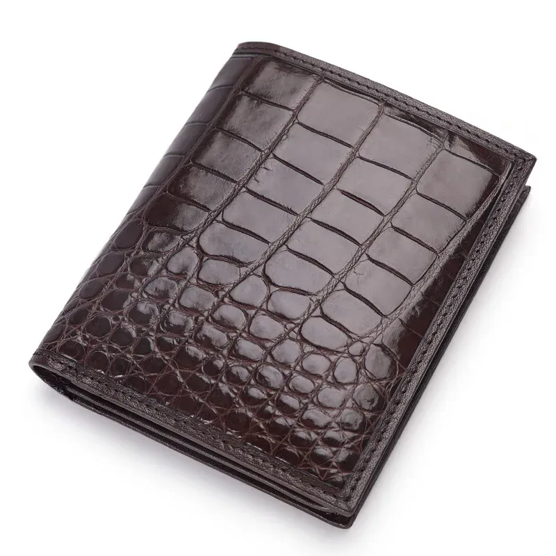 Wallets Authentic Real Crocodile Belly Skin Men's Short Purse Small Card Holders Genuine Exotic Alligator Leather Male Bifold Wallet