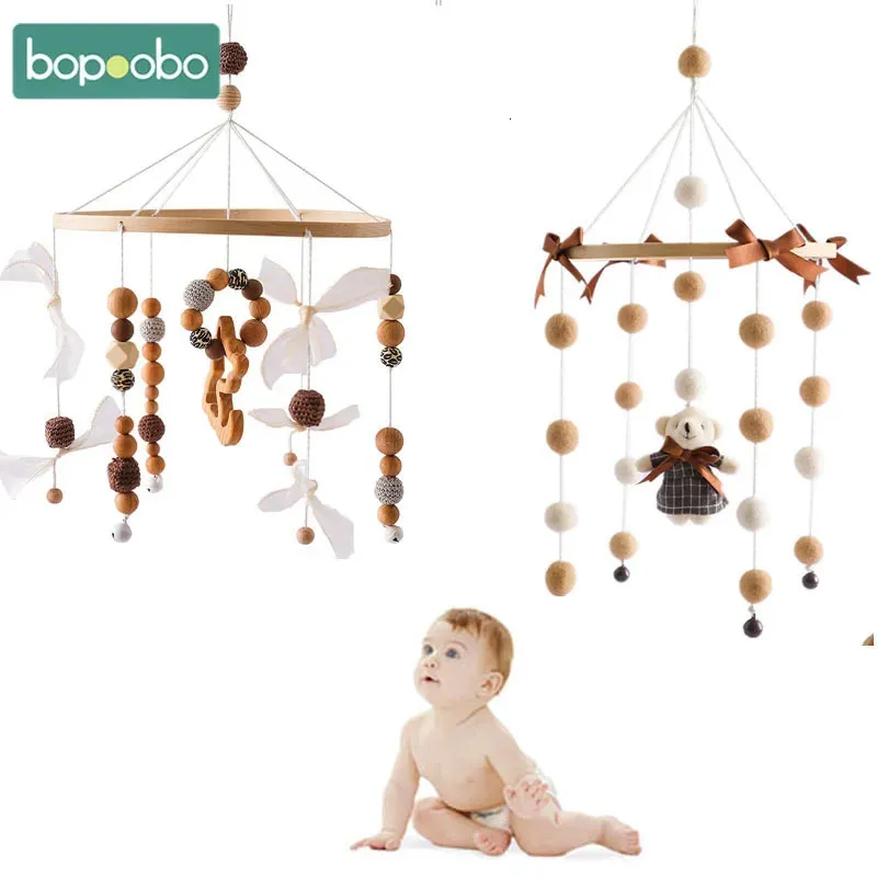 Baby Bed Rattle Cat Bell Mobile Hanging Rattles Diy Toys Born Crib Wool Balls Pärlor för gåvor 240418