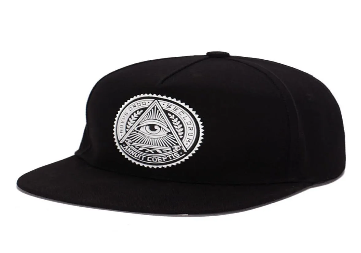 Snapback Hats Üçgen Göz Illuminati Snapback şapkalar yuvarlak etiket moda erkekler kadınlar ayarlanabilir beyzbol şapkası erkekler hip hop HA6362973