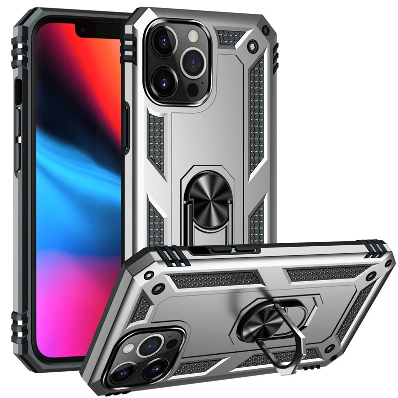 20PCS Shockproof Armor Kickstand Phone Case For iphone 14 13 12 11 Pro Max Pr oMax Plus Frosted Glass Phone Case With Integrated lens Film