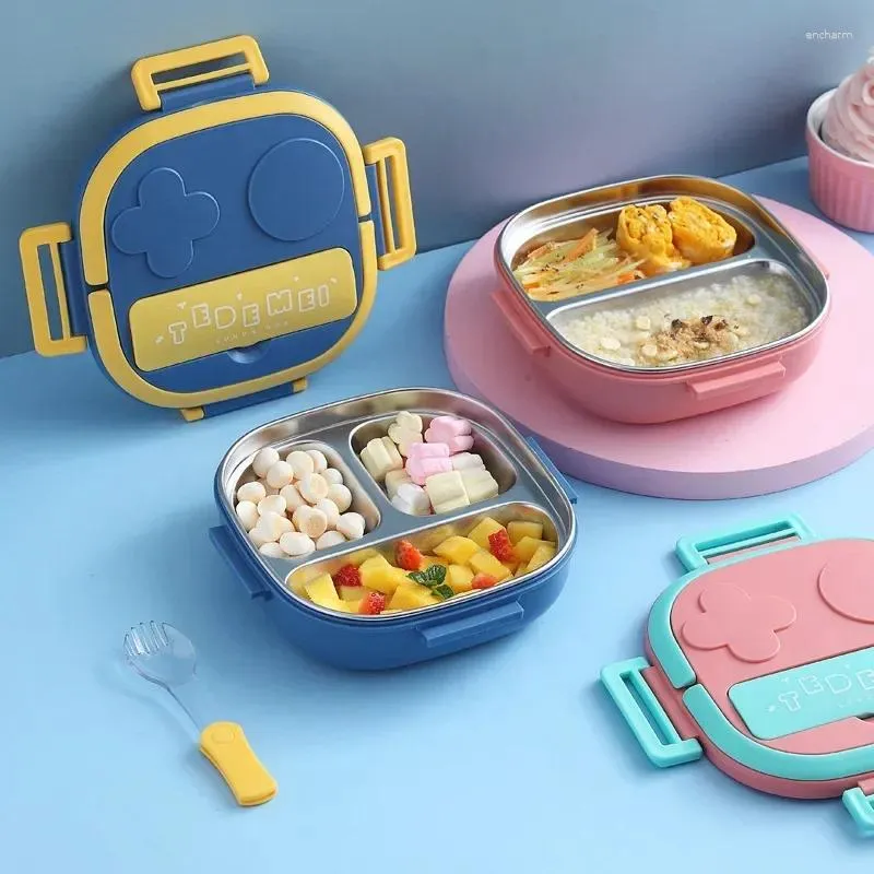 Dîne boîte à lunch pour enfants compartiment en acier inoxydable bento mignon contenant isolé de stockage portable de stockage étudiant