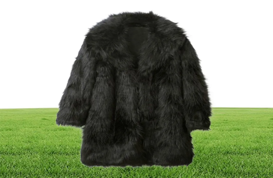 男性暖かい冬の長いコート高品質のフェイクファージャケットアウトウェアオープンステッチオーバーコートhommeジャケット4259534