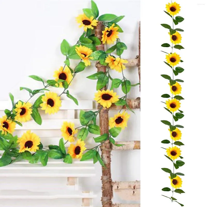 Decorative Flowers Sunflower Vine Flower False Indoor Wall Hanging Air Conditioning Pipe Wedding Decorations Reception