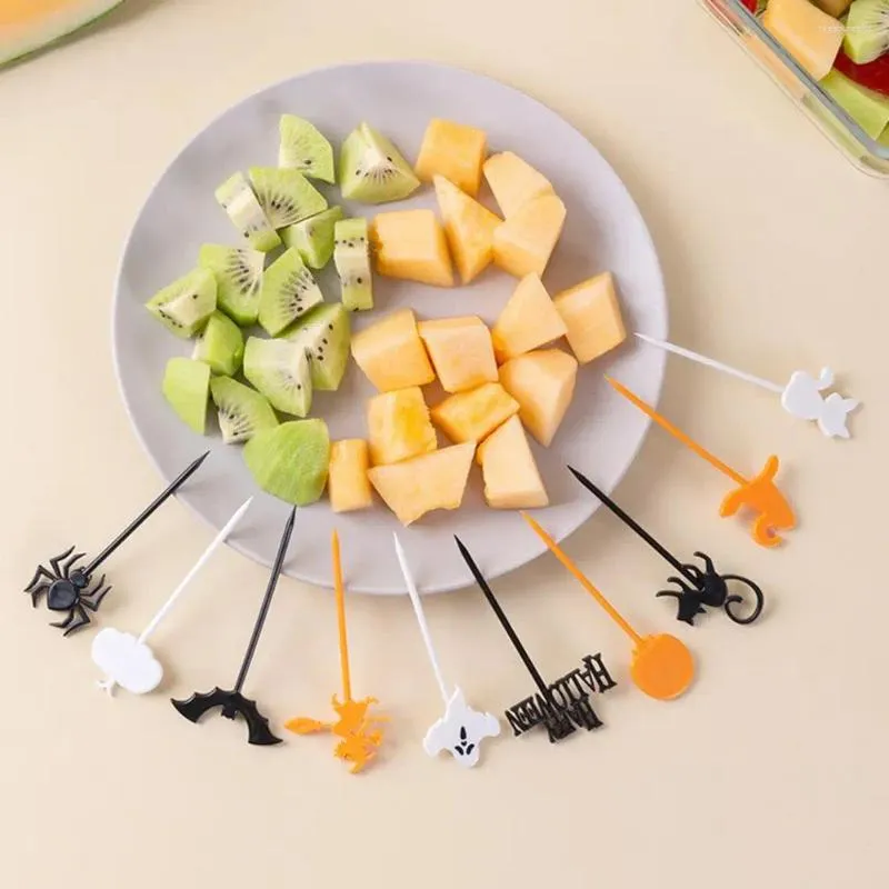 デザートを飾るフォークフルーツフォークゴーストデザイン不気味なハロウィーンパーティーピック50バットパンプキンカップケーキベイビー