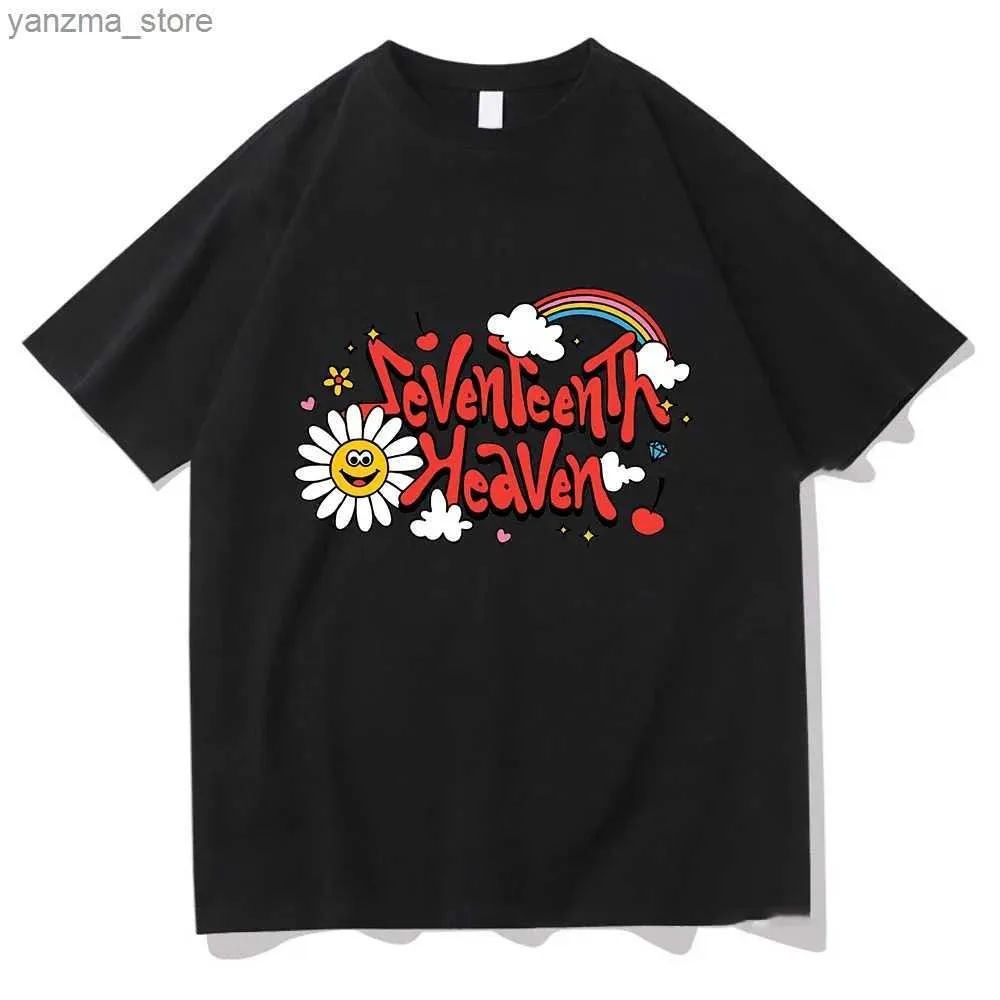 Kvinnors t-shirt plus storlek Seventn Hoodies Nytt album Seventn Paradise Happy Flowers Harajuku Mens and Womens Aesthetics Unisex T-shirt Y240420