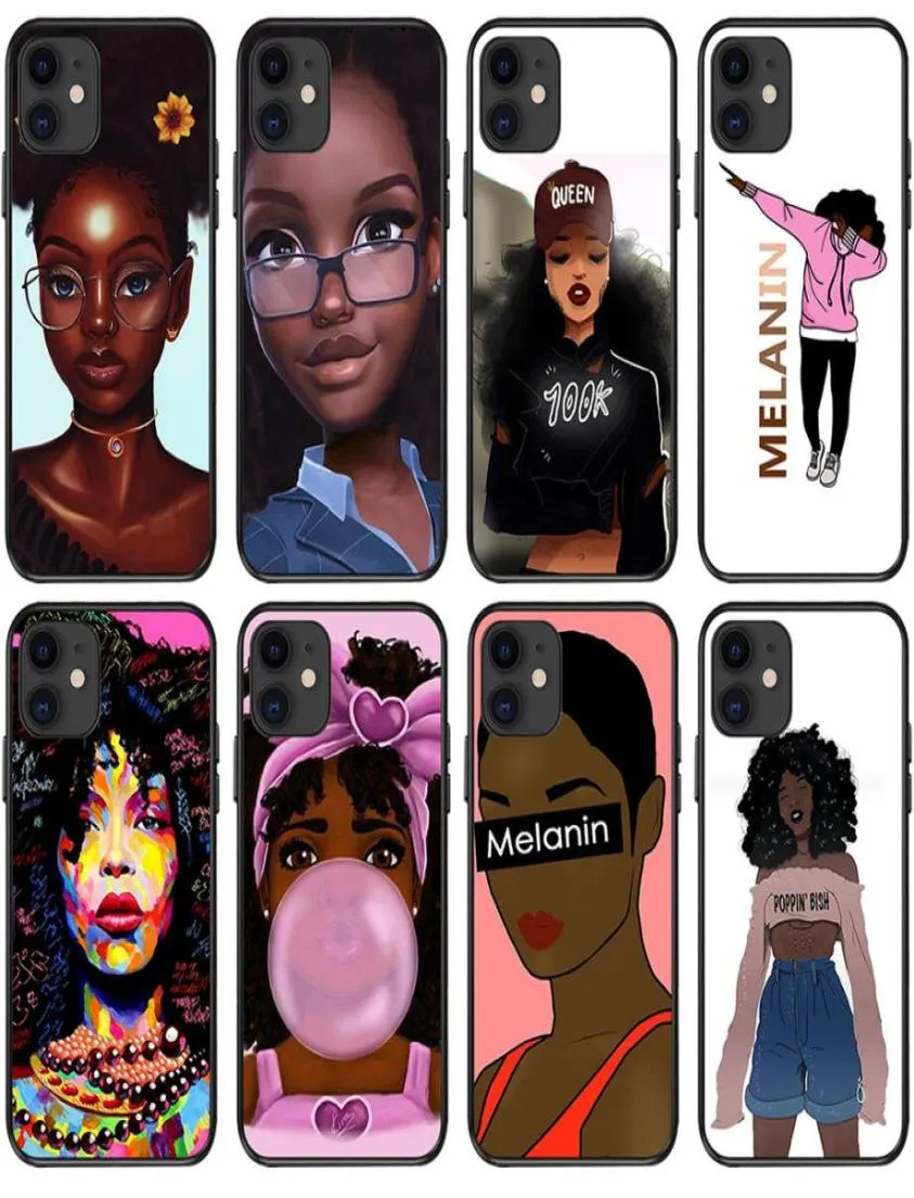 Fashion Black Girl TPU Étuis à téléphone souple pour iPhone 14 13pro Max 12 Mini 11 Pro Xsmax XR 7 8Plus Girlfriends Mobliephone Protector 8184553