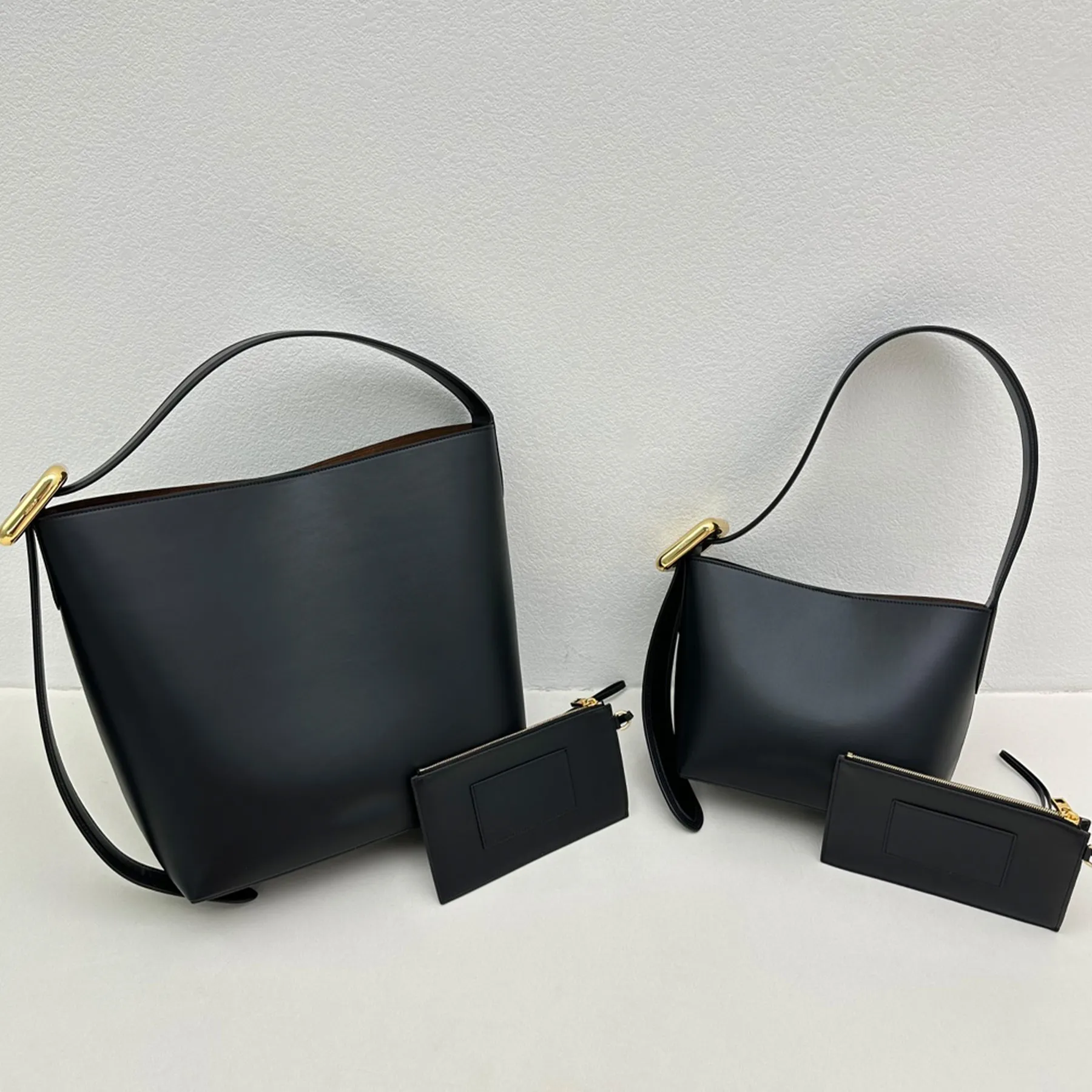 new style bucket bag designer bag fashion women genuine leather golden hardware shoulder bag 2 size minimalism luxury handbag outing casual vacation tote bag