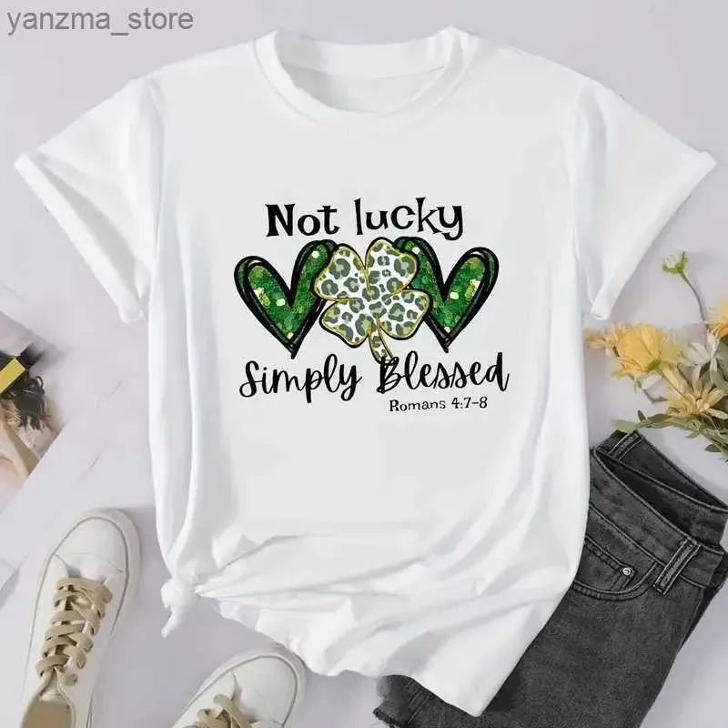 Women's T-Shirt Plus Size Casual T-shirt Womens Plus Heart Slogan Print Short Slve Round Neck Slight Stretch T-shirt Y240420