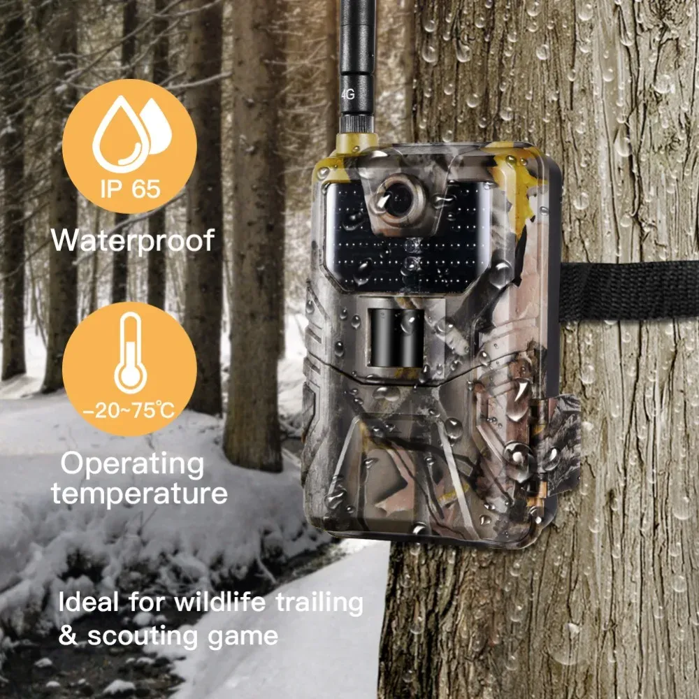 Cameras MMS SMTP Trail Camera Email Wildlife Hunting Cameras Cellular Wireless 20MP 1080P Night Vision Photo Trap HC900M