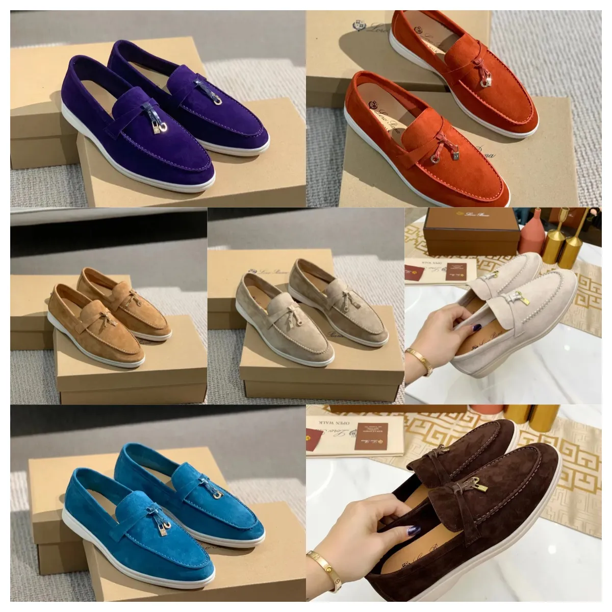 2024 Luxury Lora Pianas Locs Femmes Femmes Homme Chaussures Docuner Business Busine