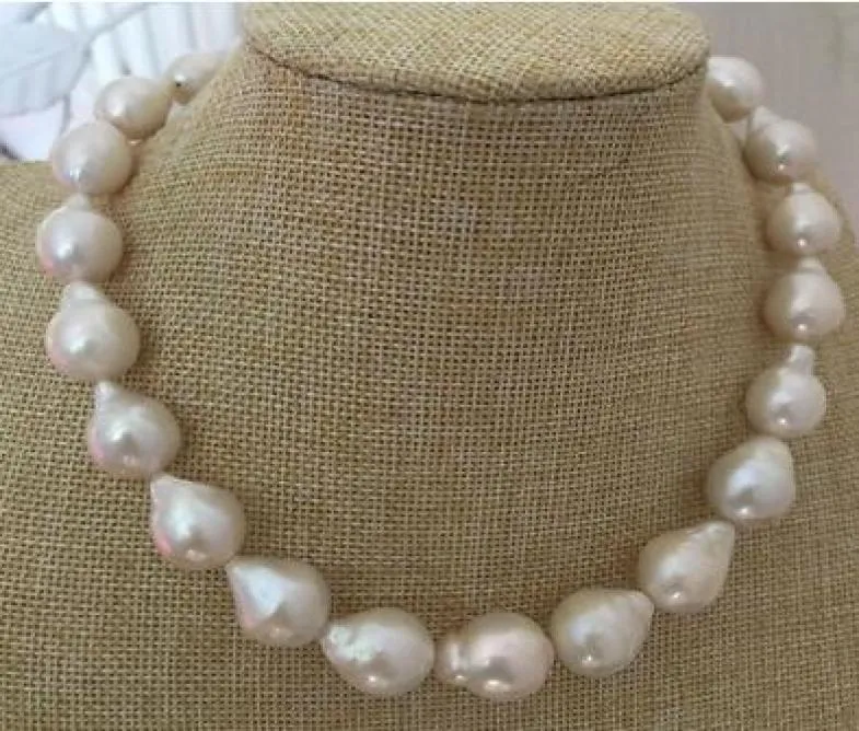 Fine Pearls Jewelry gorgeous 1416mm south sea baroque white pearl necklace 18inch 14k7839202