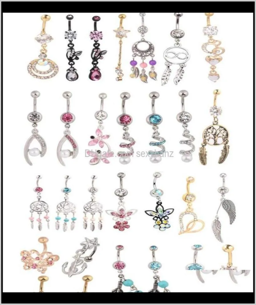 Bell Anneaux Whars 20pcs Mix Style Boully Butly Body Piercing Slebing Navel Ring Beach Jewelry CLUIC8188041