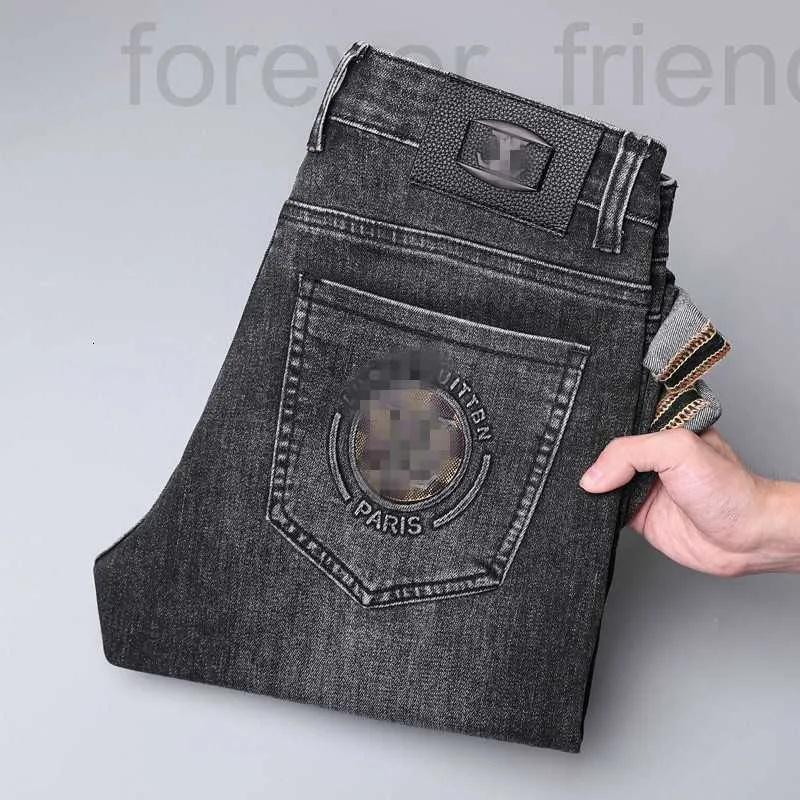 Мужские джинсы Дизайнер 2023 Новый для легкого роскошного корейского издания толстые эластичные ноги Slim Fit Youth и Black Bants H4MD