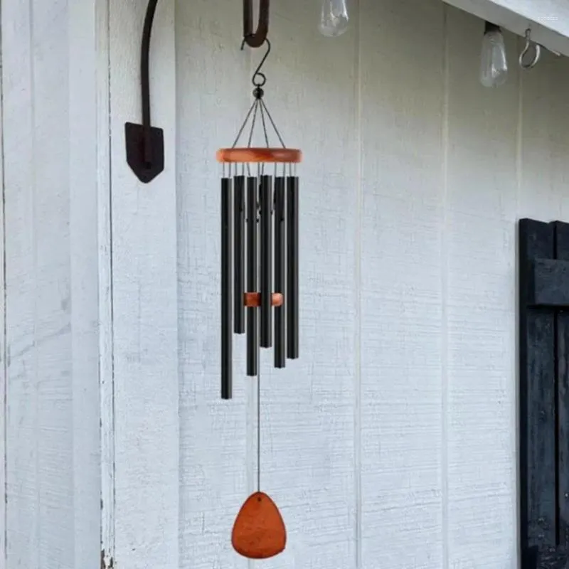 Figurines décoratives 25 pouces de vent en bois avec 6 tubes en aluminium S de forme crochet jardin patio décoration extérieure suspendue