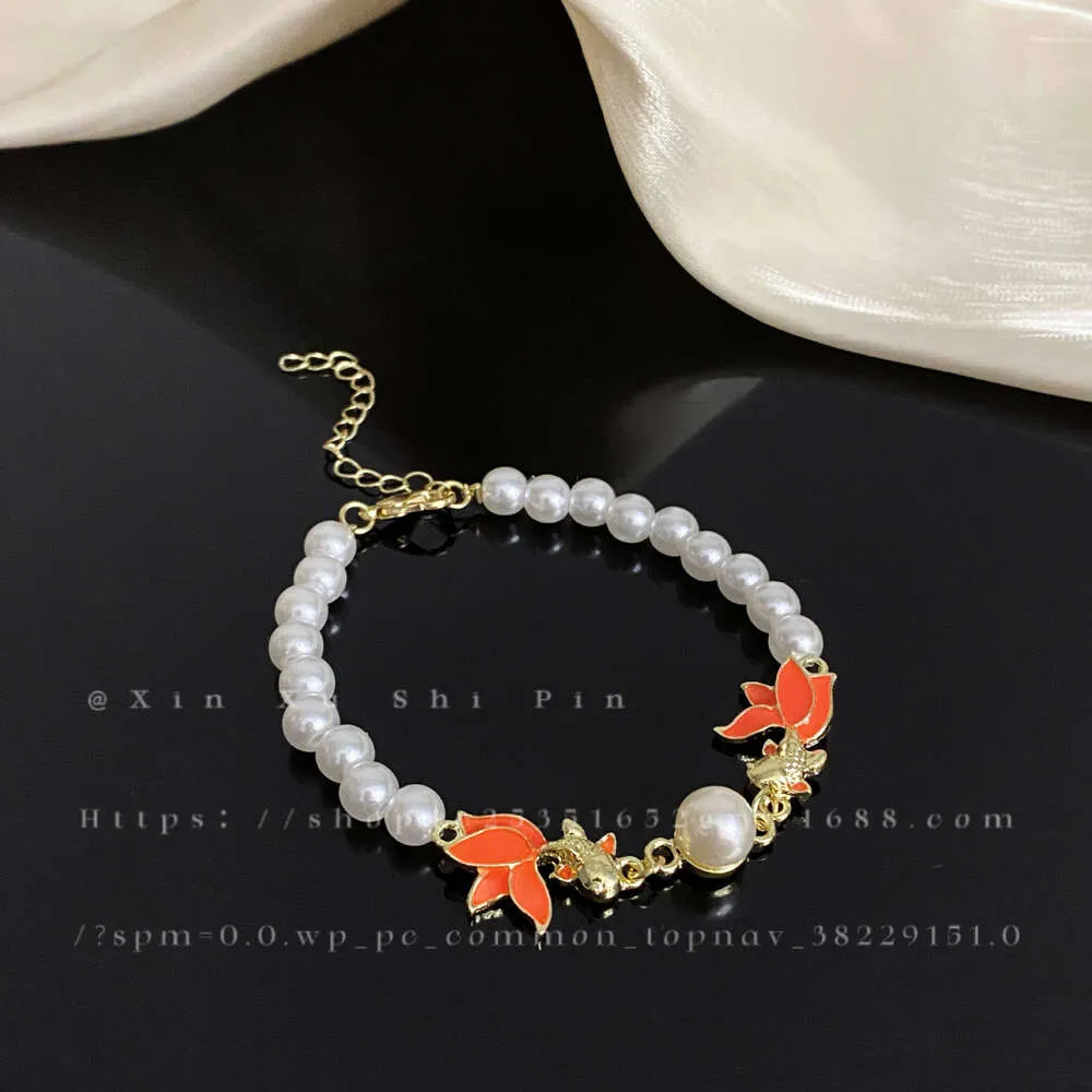 Geomancy Accessory "Liyue Longmen" Enamel Little Koi Pearl Autumn and Winter New High End Burnt Blueブレスレットギフト