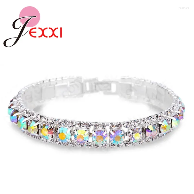 Link Armbanden Nieuwste ontwerp 925 Sterling Silver Women Classic Sieraden Clear Kubieke Zirkoon Bracelet Bangle Groothandel CZ Crystal