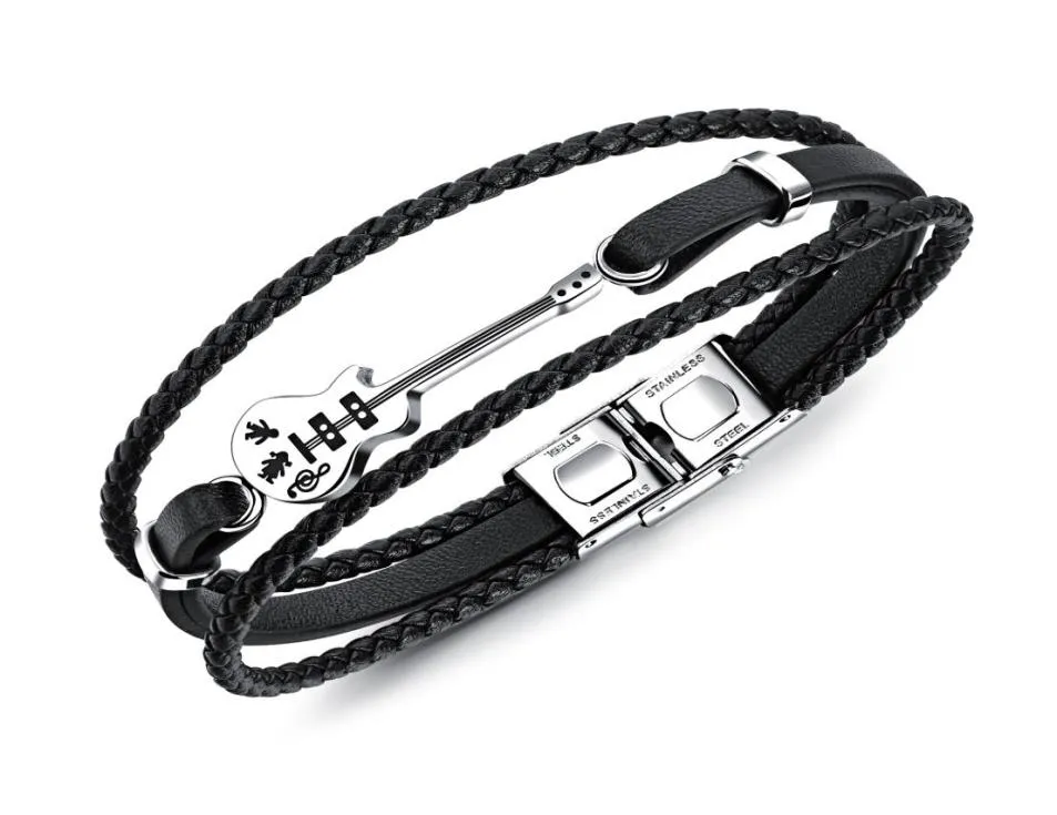 Corde Hand pour les hommes Gothic Guitar Cuffs Wrap en cuir bracelets bijoux Music Gifts Rocker pour lui4805150