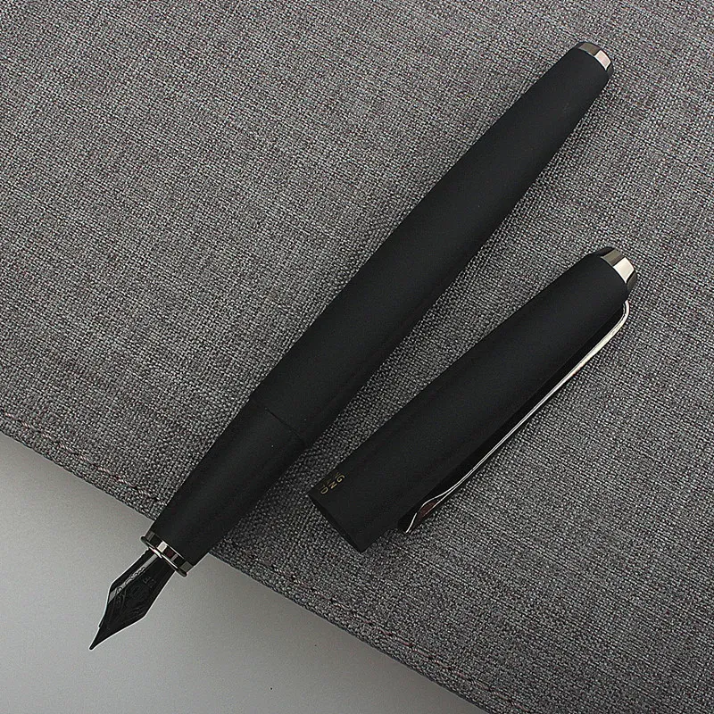 Stylos 517d Lt Hongdian Matte Black Metal Fountain Pen Titanium Black EF / F / NIB Silver Clip Business Office Writing Gift