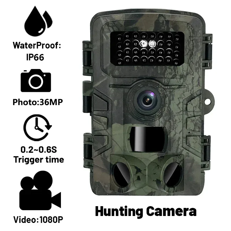 Cameras Hunting Camera 36MP 1080P Infrared Outdoor Trail Cam Night Vision Motion Activated Trap Game IP66 Waterproof Wildlife Scope