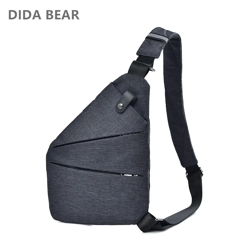 Packs DIDA BEAR Summer Black Single Shoulder Bags for Men Waterproof Nylon Anti Theft Crossbody bags Male Chest Bag Blue Red