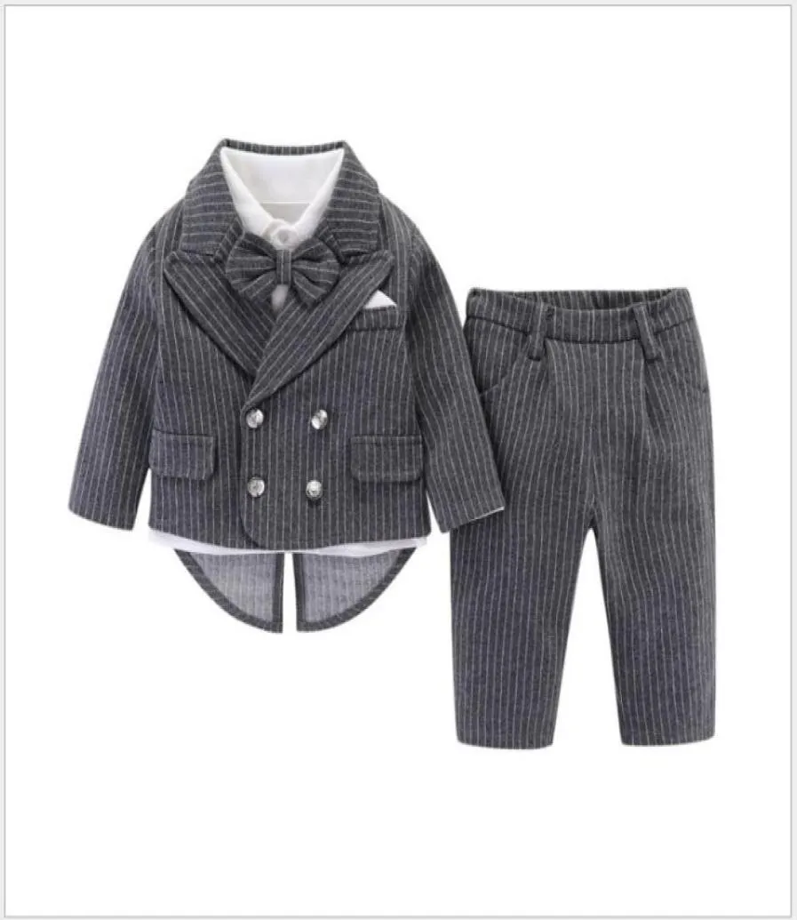 GODE KWALITEIT 4PCS SETS VOOR JAGEN Gentleman Style Suit JacketsShirtbowtiepants Baby Boy Clothing Set Kids Outfits4221808