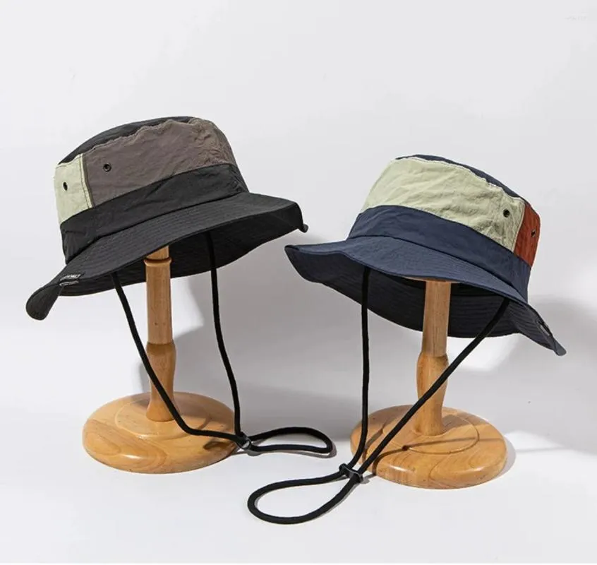 Berets Unisex Fisherman Hut Männlich 2024 Wandercamping Kausaler Patchwork Farbe Sonnenschattierung Eimer Herbst Sonnenschutz Panama Hüte