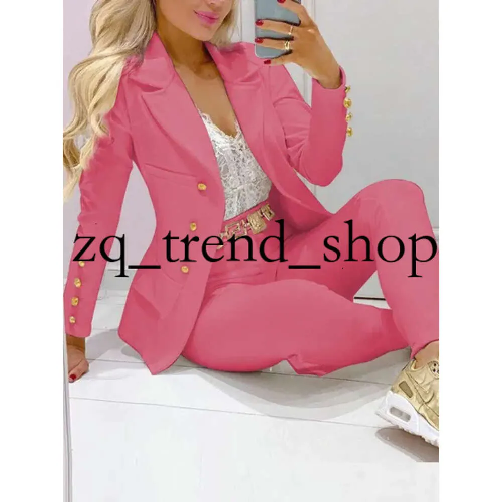 Ternos femininos Blazers Terno Blazer branco para mulheres Duas peças Conjunto de jaqueta de manga longa formal e calças de escritório