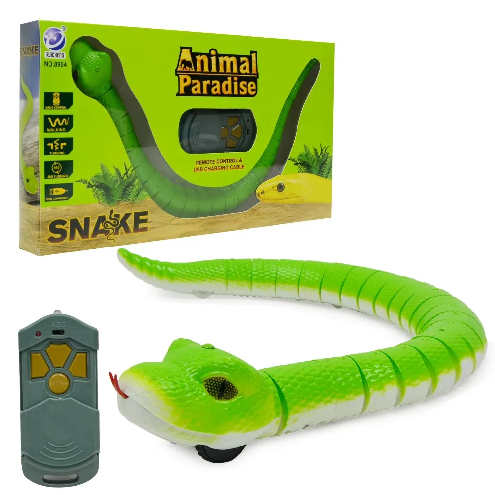 Long Rechargeable RC Snake Toy With Interesting Egg Radio Control Realistic Joke Scary Trick Toys 4 colors for Kids Play 240417