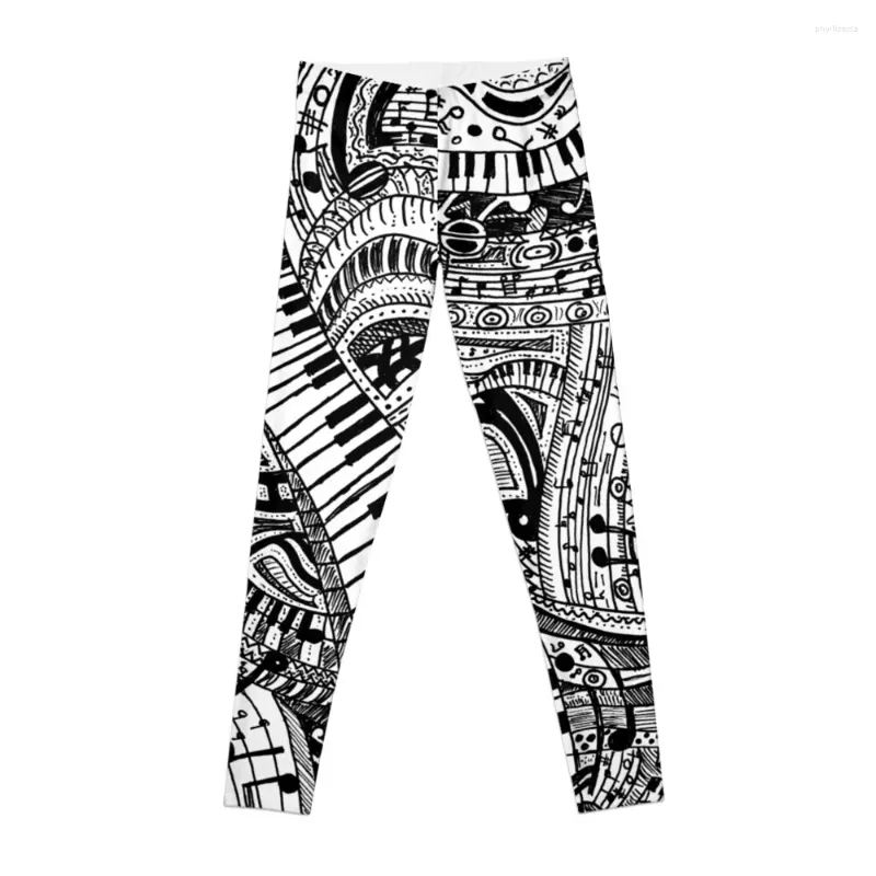 Pantalon actif Musique classique griffonnage avec des leggings de clavier de piano Vêtements d'entraînement pour femmes