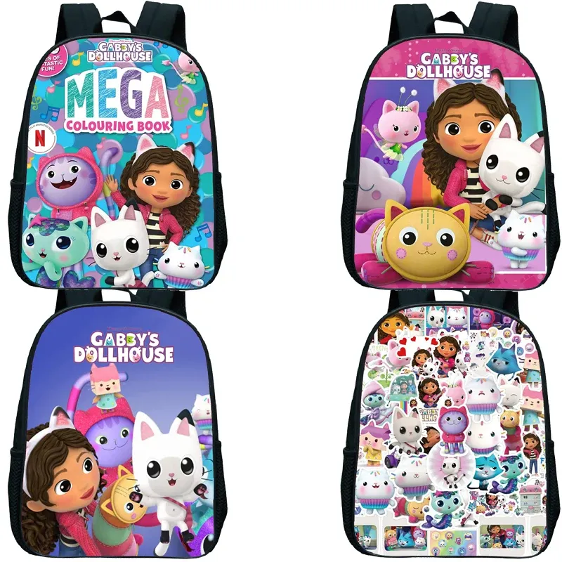 BASS GABBY's Dollhouse Kindergarten Zackpacks Gabby Cat Stampato Scuola Cartoon Backpack Backpack Girls Boys Borse Small Rusksack Small Rusksack