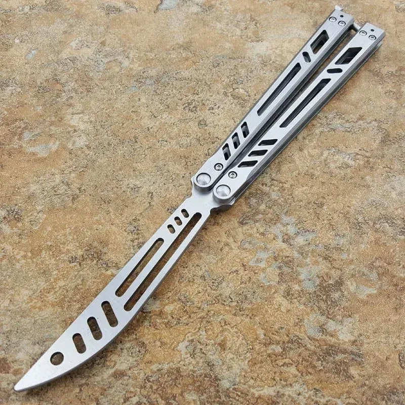 Theone Barebones Butterfly Nóż Nóż Pure Steel 440C Blade Rushing System tulei Jilt Noże z kieszonkowymi kieszonkowymi kieszonkowymi nóż