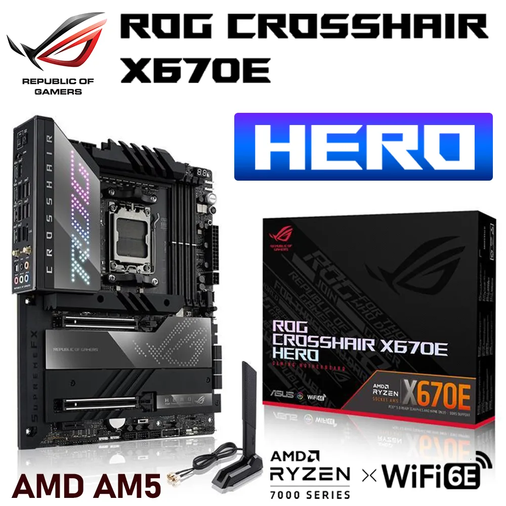 ASUS ROG CROSSHAIR X670E HERO AM5 Motherboard DDR5, WiFi 6E, PCIe 5.0 ...
