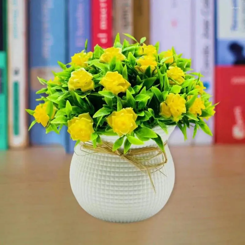 Decorative Flowers Simulation Plants Elegant Artificial Potted With 31 Flower Heads For Home Office Decor Room Bedroom Or Indoor