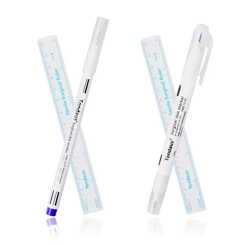 1 stcs witte chirurgische wenkbrauw tattoo huid marker pen gereedschap accessoires tattoo marker pen met meet liniaal microblading positie