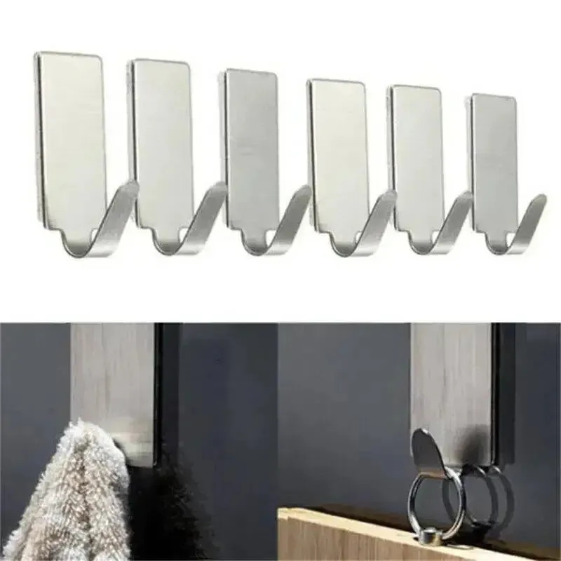 6pcs Small Sticky Hooks Self Adhesive Stainless Steel Stick for Walls Hanging Robe Coat Towel Keys Bags Home Kitchen 240407