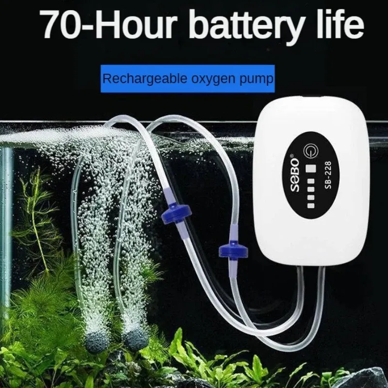 Tillbehör Syre Air Pump för Aquarium utomhus bärbar akvariumkompressor med USB Oxygenator Fiske 4800mAh Fish Tank Accessories