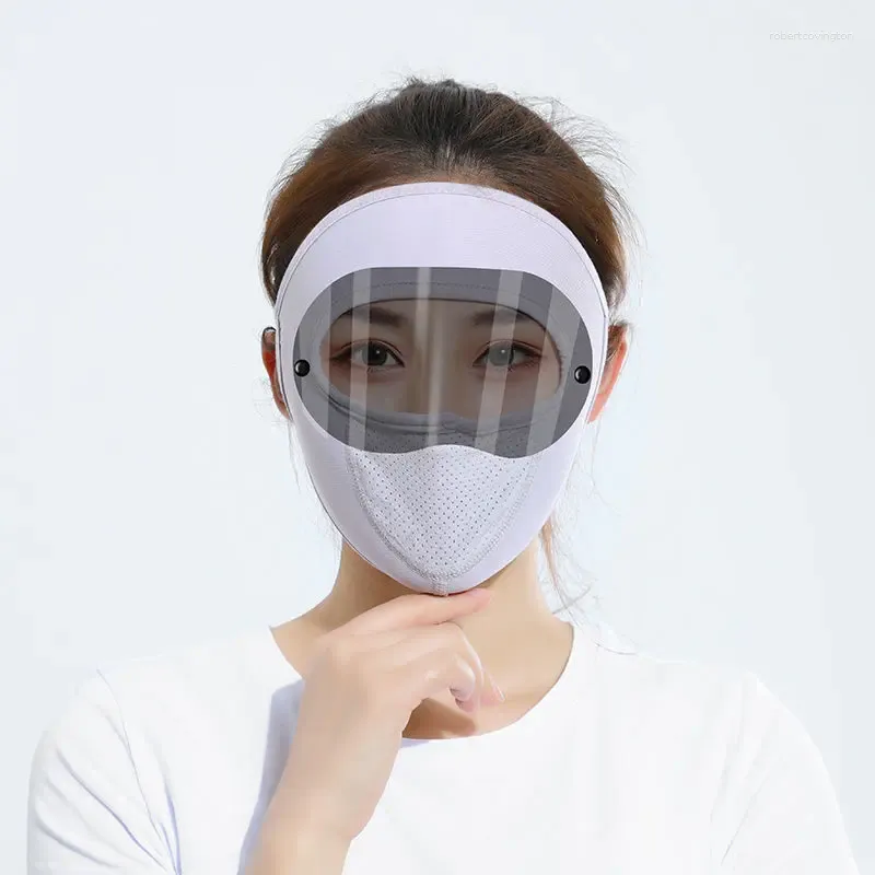 Racen sets zomer zonnebrandcrème ijs zijden masker UV Protection Face Cover sluier met ram er buiten fietszon hoeden petten