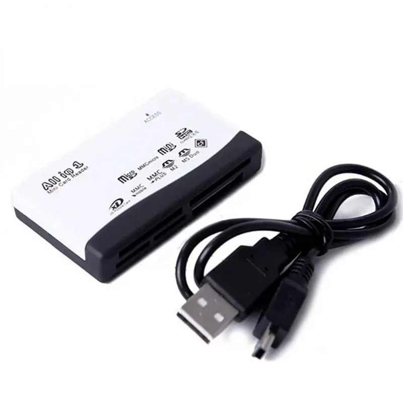 Nuova lettore di schede di memoria all-in-one efficiente e facile da usare con trasmissione di dati USB 20 veloce TF CF Mini SD MS XD Card