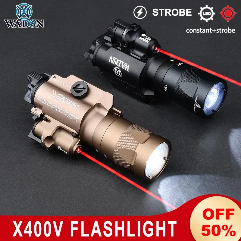 Escopos wadsn airsoft tático x400v lanterna estroboscópica LED LED RED LASER X400 Lanterna de pistola de pistola de pistola Luz de caça à caça