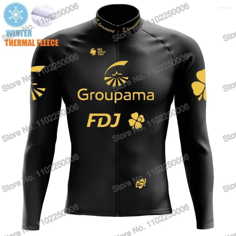 Racing Jackets 2024 Golden Team FDJ Cycling Clothing Winter Jersey Road Bike Shirts Long Sleeves Bicycle Bib Short