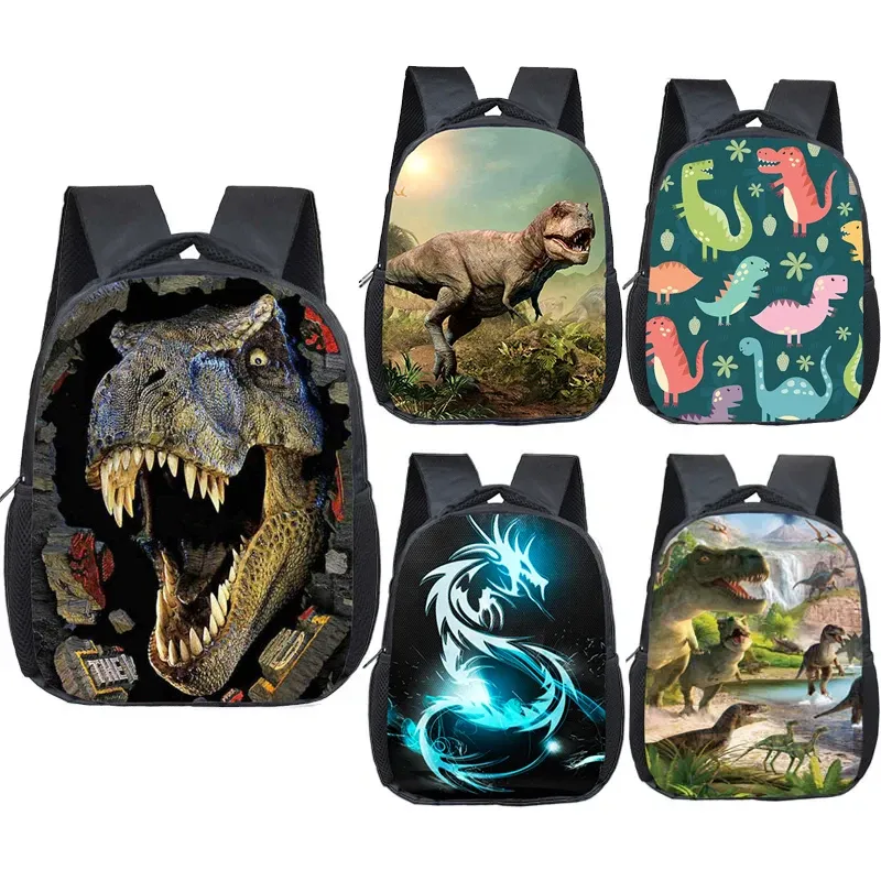 Väskor 3D Print Cartoon Dinosaur Children Ryggsäck pojkar flickor skolväskor dagispåsar småbarn ryggsäckar barn bokväska gåva