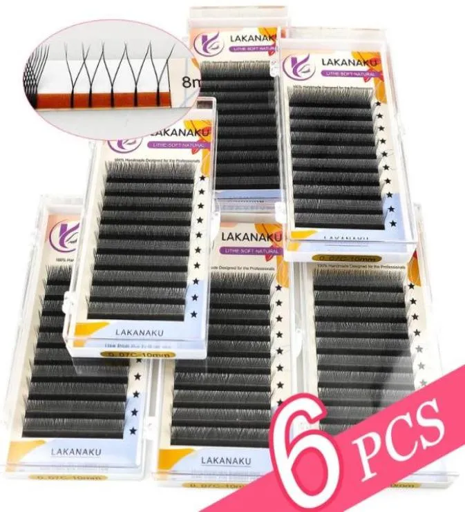 Falska ögonfransar Fabrikskvalitet Y Formvolymförlängning 6 Trays Eyelash 0,07 C8-15 Mix Lash Natural Soft Premade Fans Faux Cilios4501153