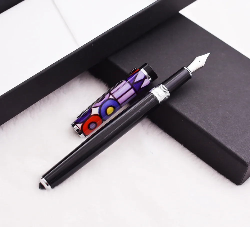 Pennen Nieuwe hertog kleurrijke schilderfontein pen mooie unieke pen dop kwaliteit middelgrote penpunt cadeau pen met doos zakelijke kantoorbenodigdheden