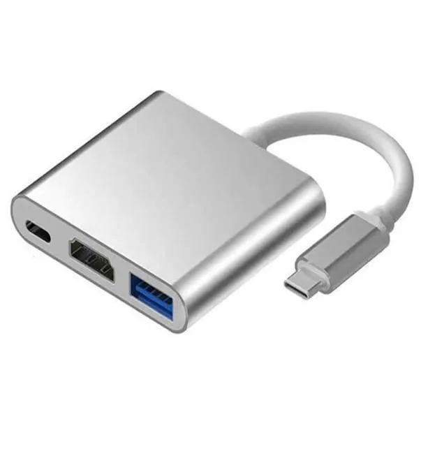 Conversor de cabo USBC 3 em 1 para Samsung Huawei iPad Mac USB tipo C 4K Adaptera49A284824494