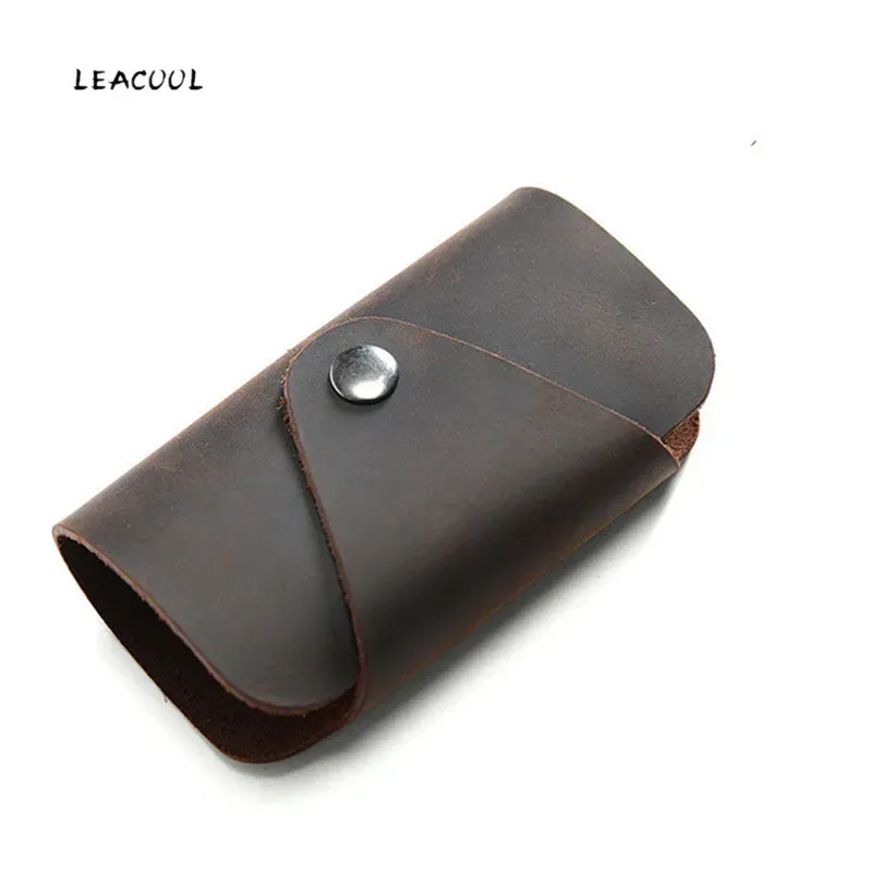 Wallets LEACOOL Genuine Cow Leather Key Wallet Card Holder Business Organizer Housekeeper Keychain Purses Men Women Pocket Car Keys Bag