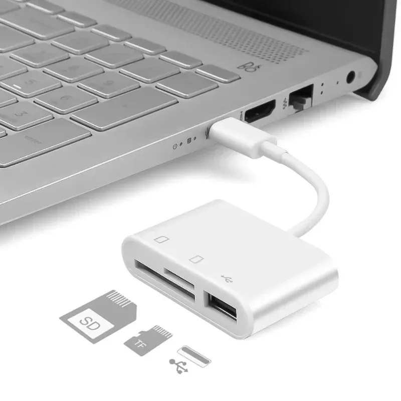 2024 Type-C-adapter voor TF, CF, SD, OTG-geheugenkaarten, recorder, compacte USB-C-flash, voor iPad Pro, MacBook, USB Type C, Card ReaderType-C-adapter voor MacBook